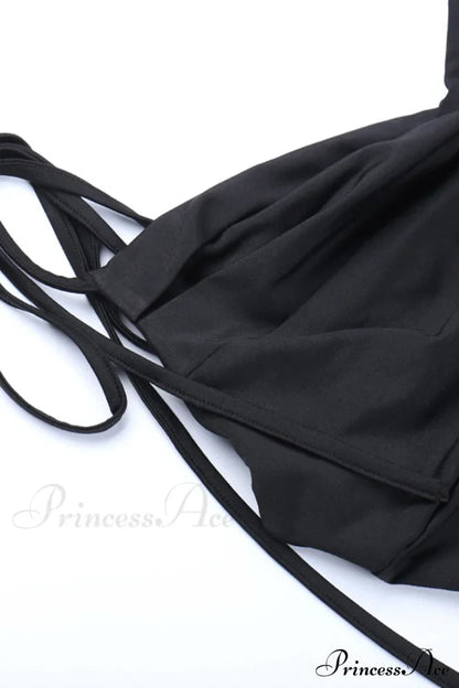 Cowl Neck Tie-straps Dress with Slit