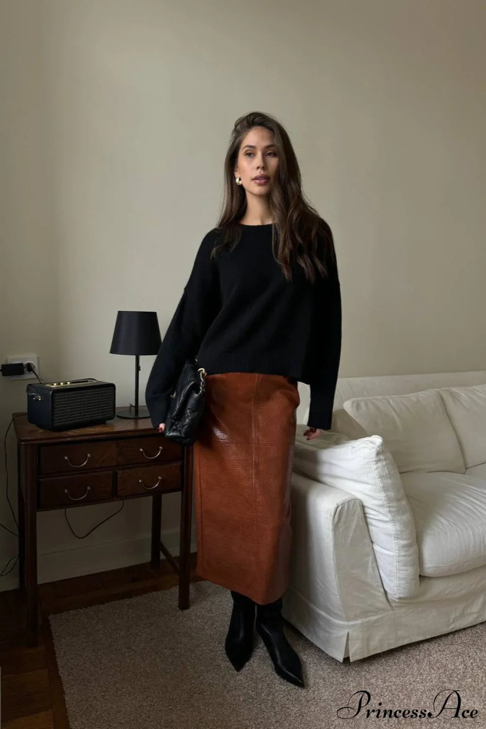 Crew Neck Thick Solid Short Sweater