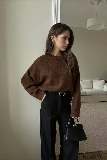 Crew Neck Thick Solid Short Sweater