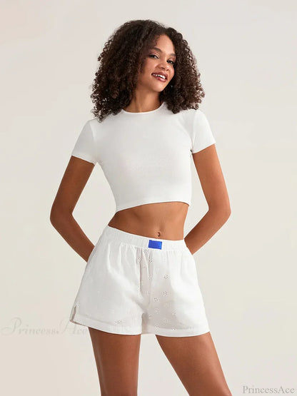 Crochet HolLow Wide Leg Short