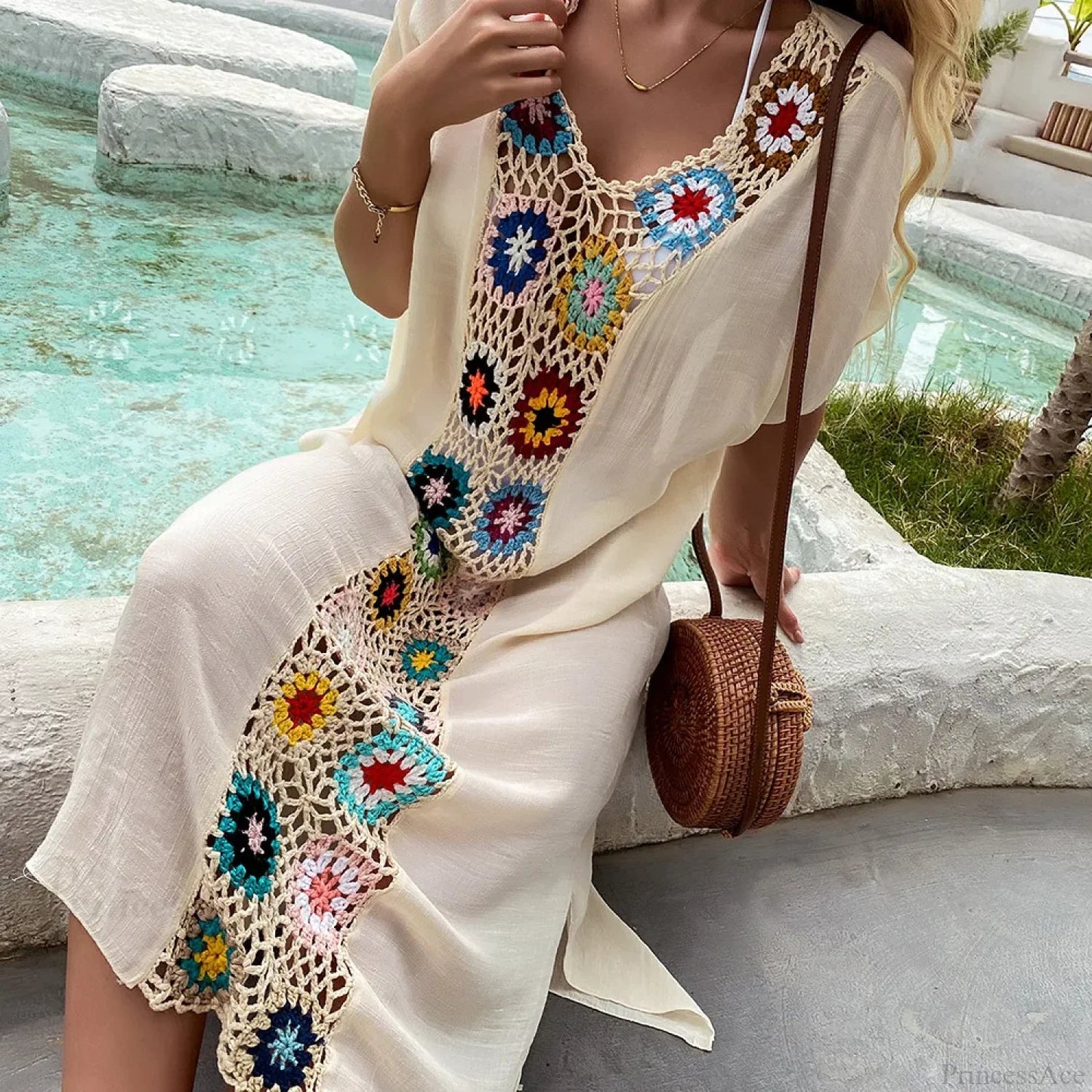 Vestido playero de ganchillo para mujer