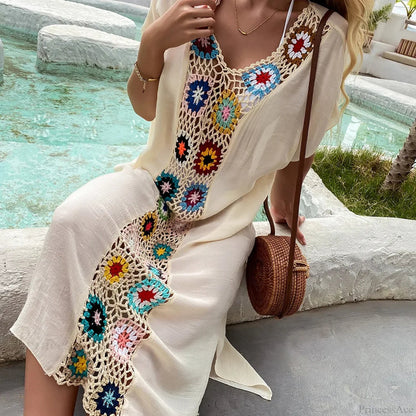 Vestido playero de ganchillo para mujer