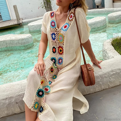 Vestido playero de ganchillo para mujer
