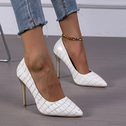 Crocodile-Effect Sexy Pattern Stiletto High HeelsFashion Pointy Party Casual Women Shoes High Heel