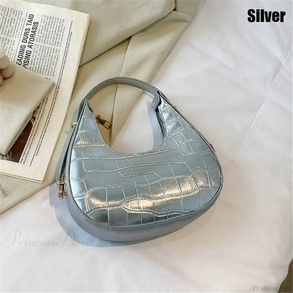 Crocodile Grain Simple PU Leather Shoulder Handbag