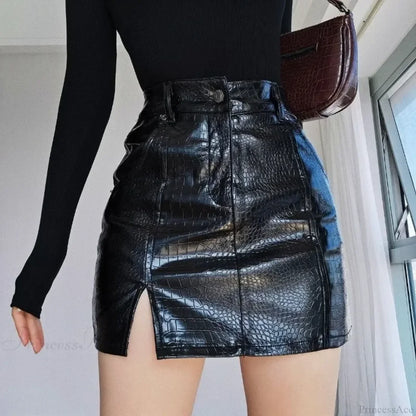 Crocodile Pattern High Waist Skirt