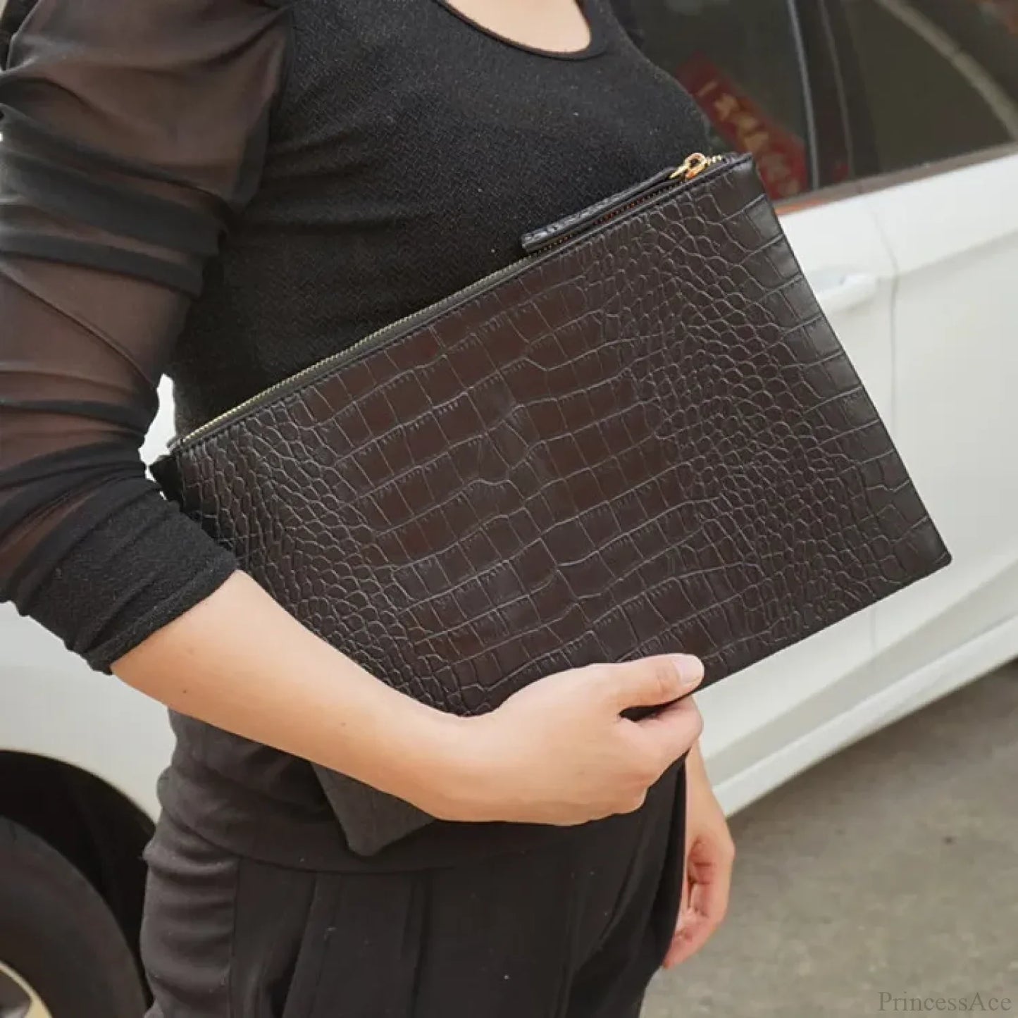 Crocodile Pattern Large Evening Wristlet