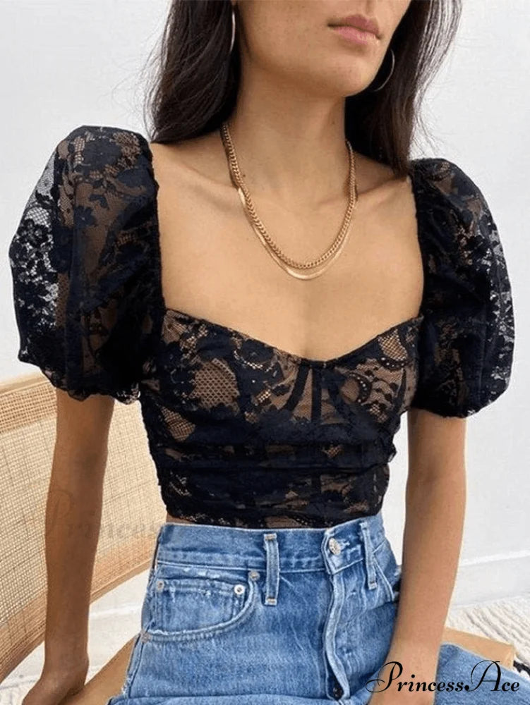Cropped Lace Edge Trendy Shirred Cami Top