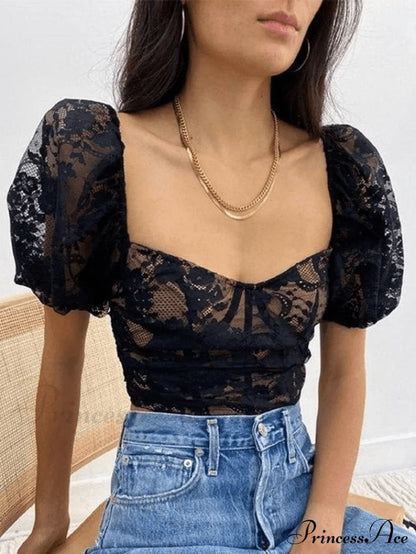 Cropped Lace Edge Trendy Shirred Cami Top