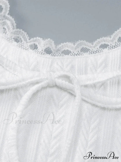 Cropped Lace Trim Trendy Rib Cami Top