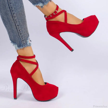 Cross-Tied Ankle Strap Wedding Platform Dress High Heels Zapatos De Mujer High Heel