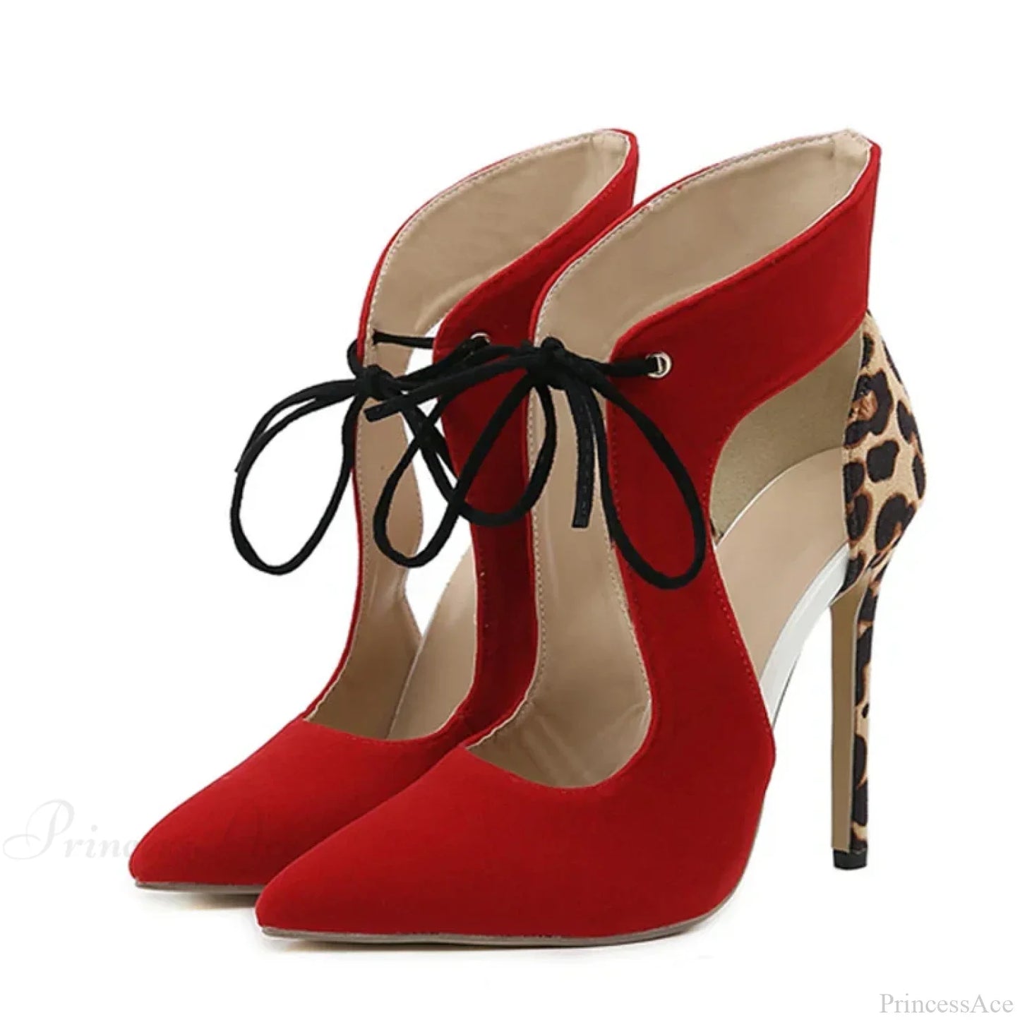 Cross-Tied Sexy Pointed-Toe Leopard-Print Wedding High Heels StilettoFashionable Stripper High Heel