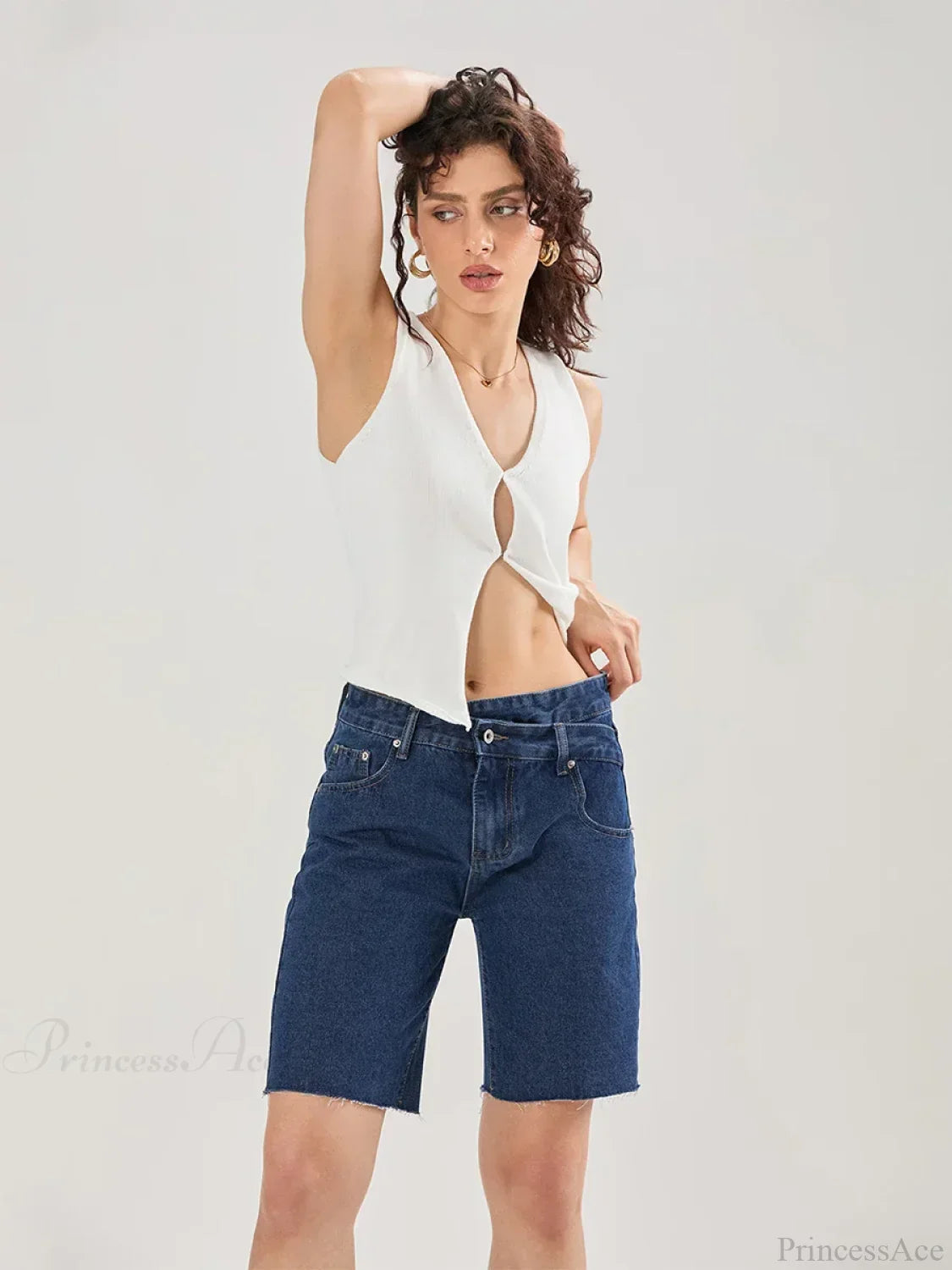 Crossover Asymmetrical Denim Short