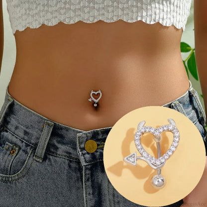 Crystal Heart Pink Gothic Belly Ring