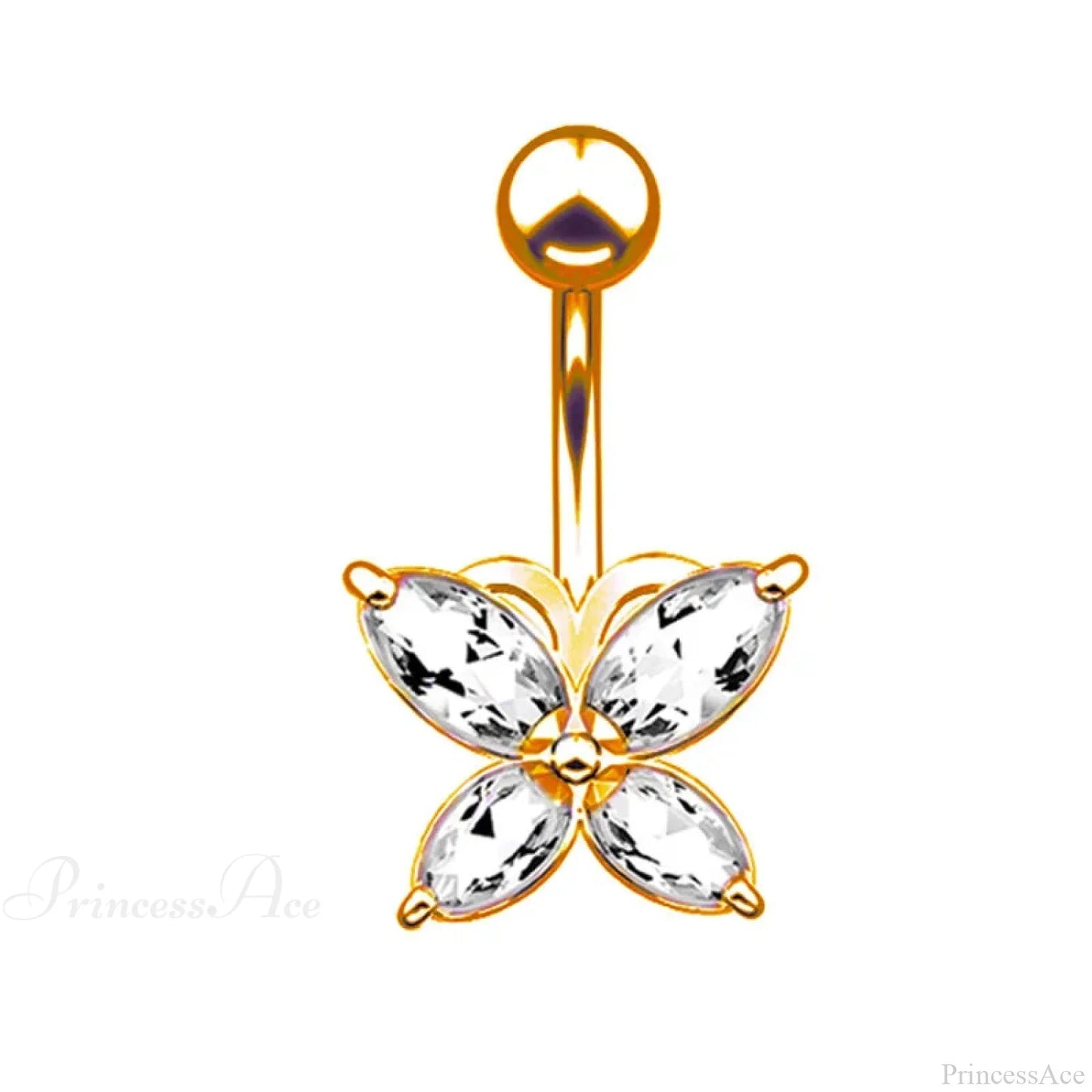 Crystal Heart Pink Gothic Belly Ring
