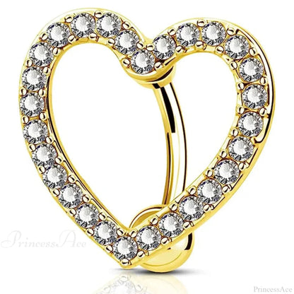 Crystal Heart Pink Gothic Belly Ring