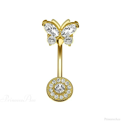 Crystal Heart Pink Gothic Belly Ring