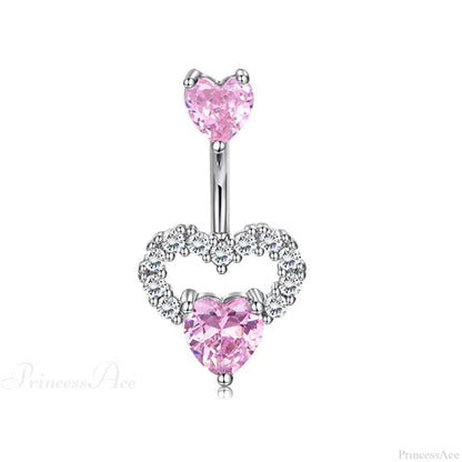 Crystal Heart Pink Gothic Belly Ring