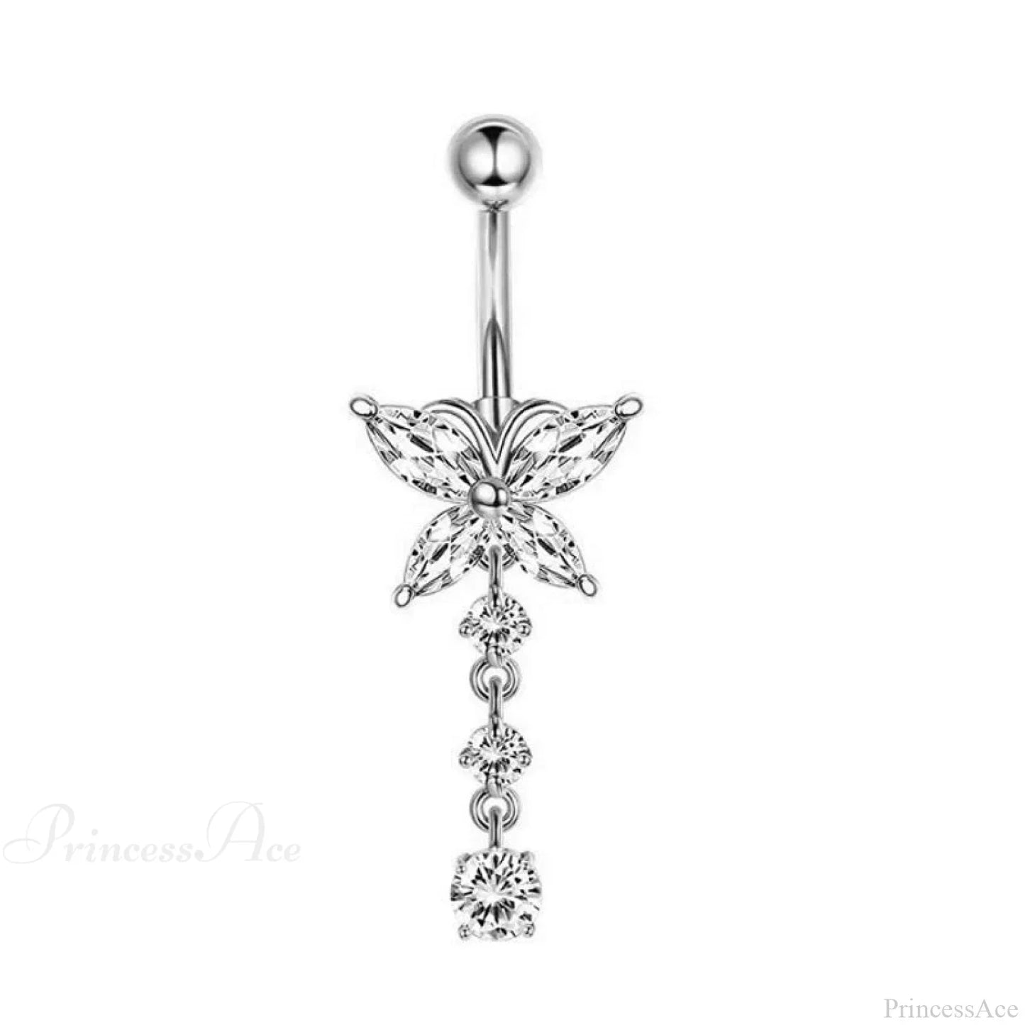 Crystal Heart Pink Gothic Belly Ring