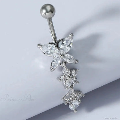Crystal Heart Pink Gothic Belly Ring