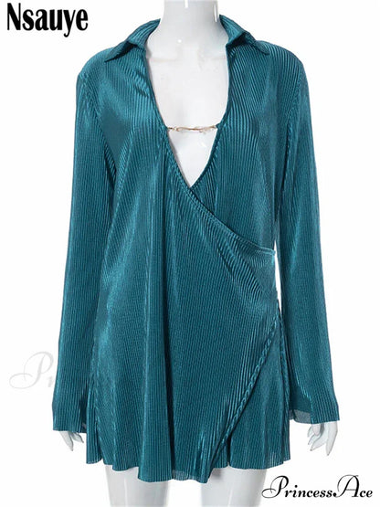 Cut Out Elegant Loose Pleated Mini Dress