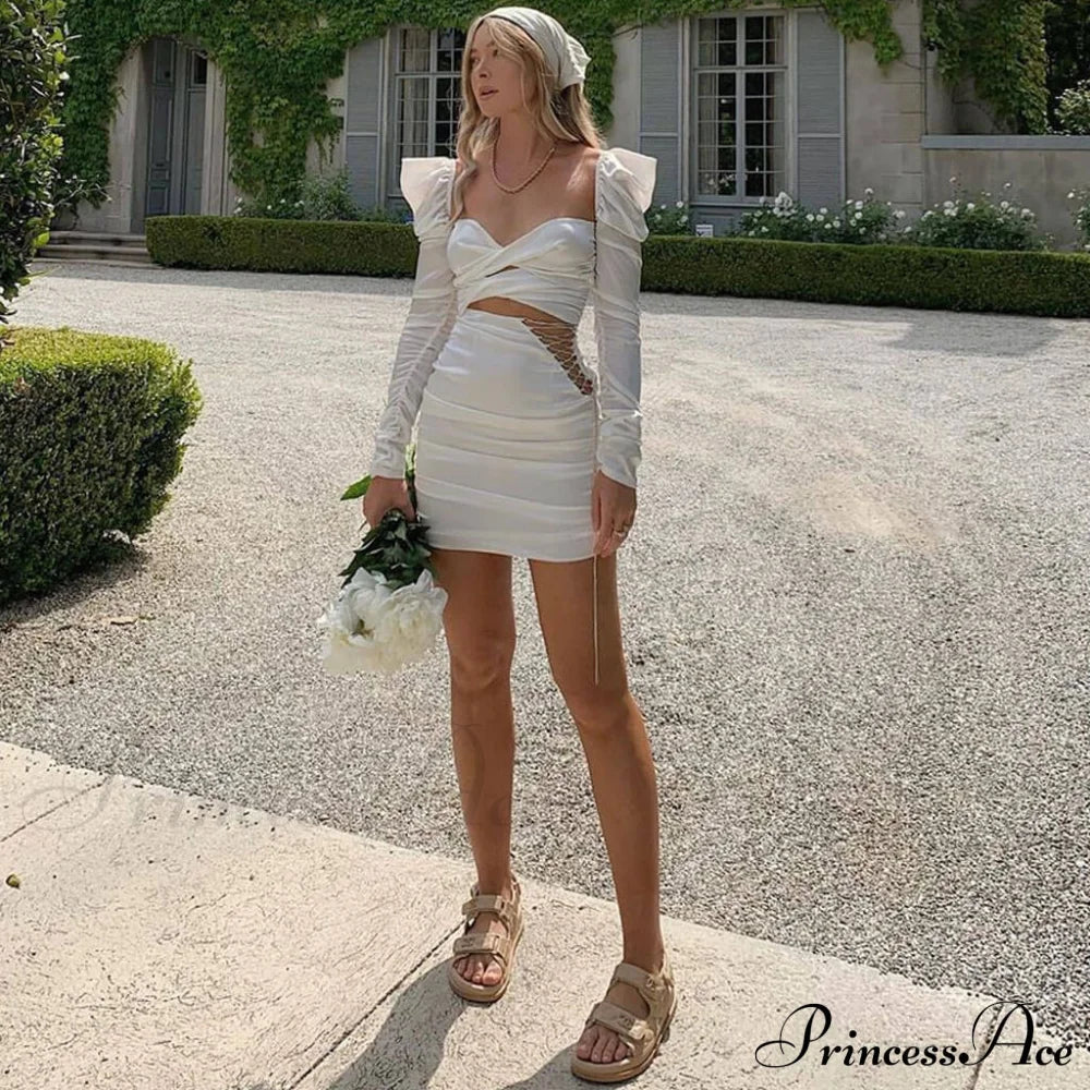 Cut Out Graceful Puff Sleeve Dress