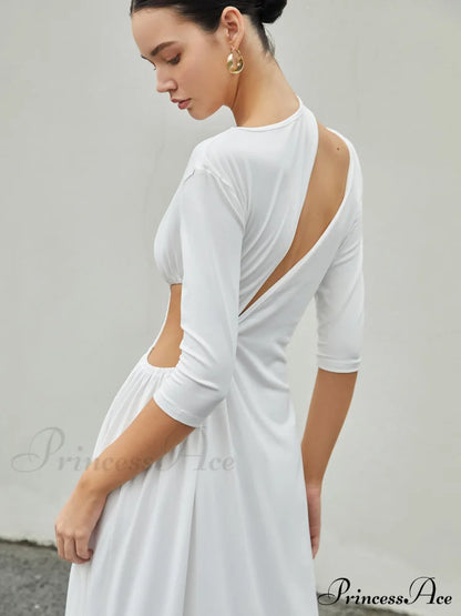 Cut Out Ruched Trendy Split Knit Maxi Dress