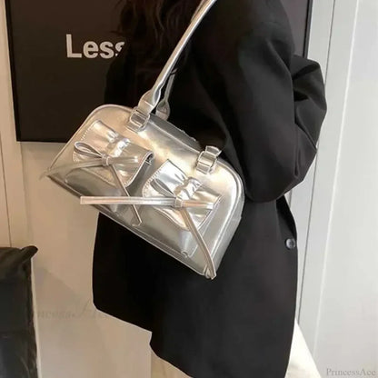 Cute Bow Tie PU Leather Underarm Shoulder Bag