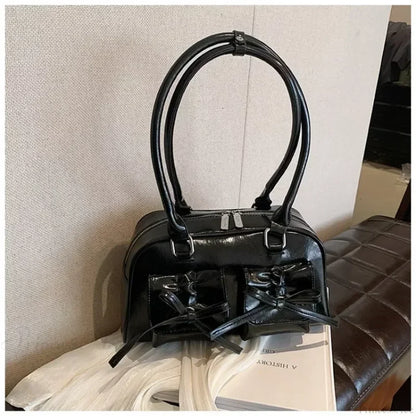 Cute Bow Tie PU Leather Underarm Shoulder Bag