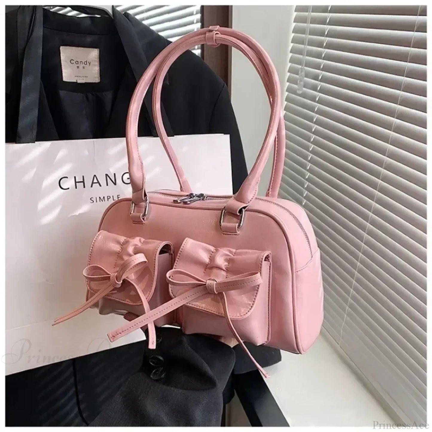 Cute Bow Tie PU Leather Underarm Shoulder Bag