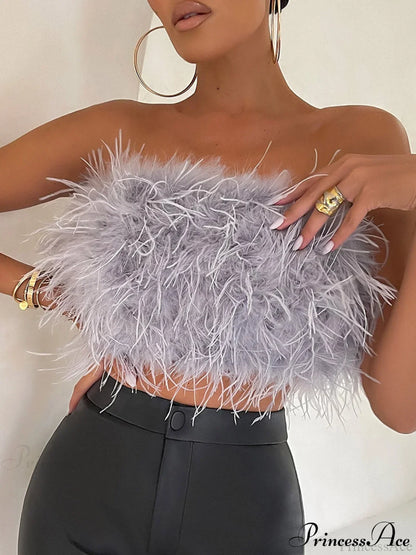 Cute Stylish Fuzzy Crop Top