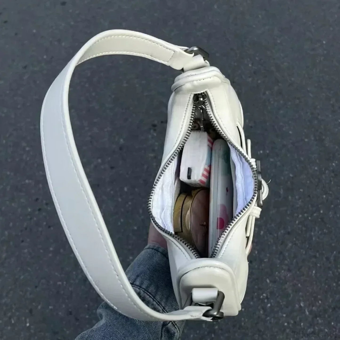 Cute White Star Leather Shoulder Tote Bag