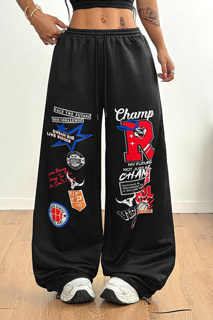 Pantalones informales anchos de hip hop estampados