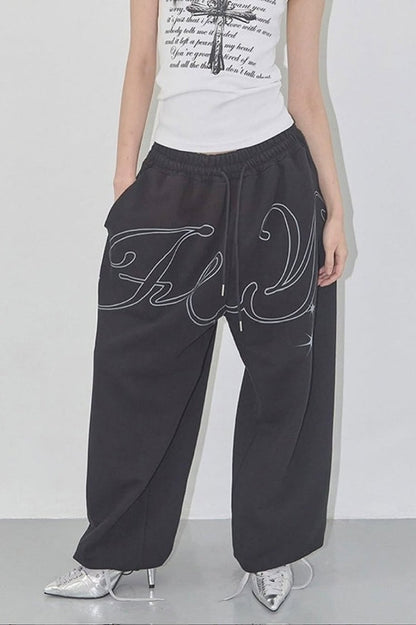 Pantalones Casuales Vintage con Ala de Letra de Hip-hop