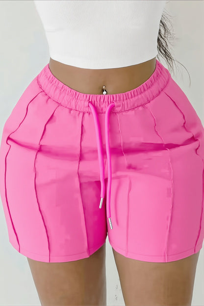Pantalones cortos sólidos con retazos y cordón
