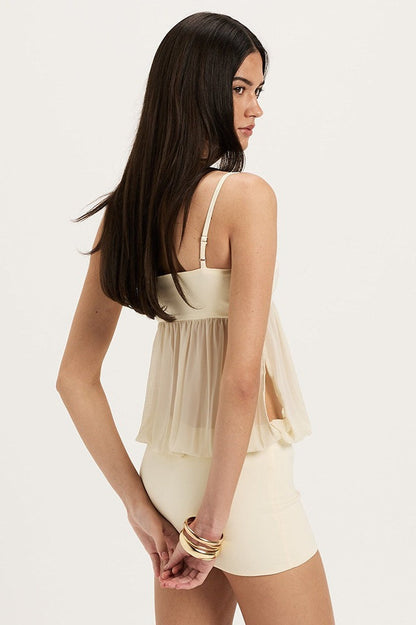 Sheer Chiffon Strapless Mini Dress