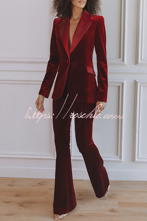 Delicate Daze Velvet High Rise Elastic Waist Flare Pants