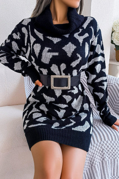Vestido de cuello alto con estampado de leopardo