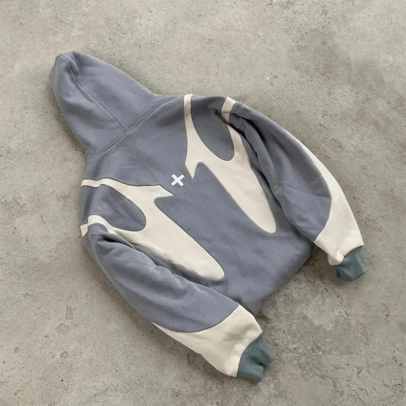 Devil Print Zip Up Hoodie