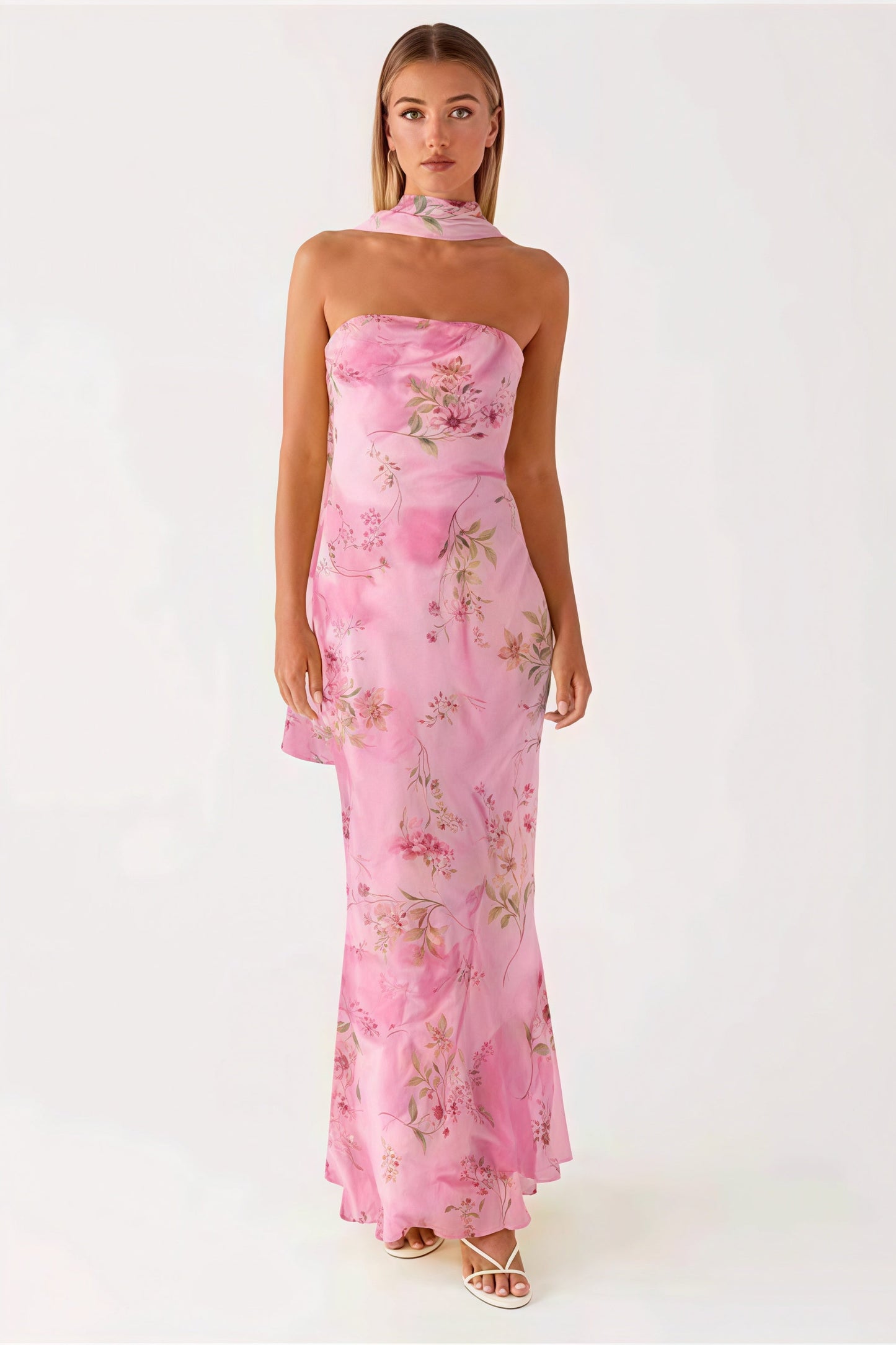 Vestido largo de cola de pez con estampado floral para vacaciones