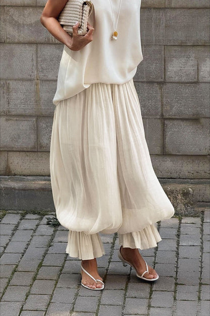 Pantalones casuales estructurados tobilleros chic abullonados