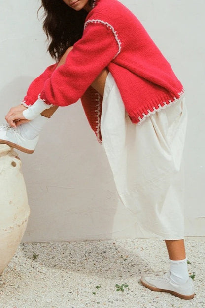 Vintage Cable Knit V Neck Button Cardigan