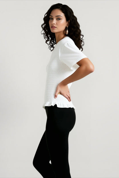 Ruched Waist Puff Hem T-shirts