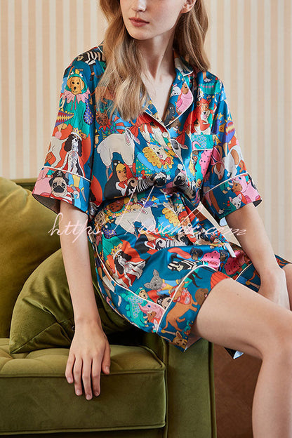 Halloween Dog Print Home Shorts Two-piece Set
