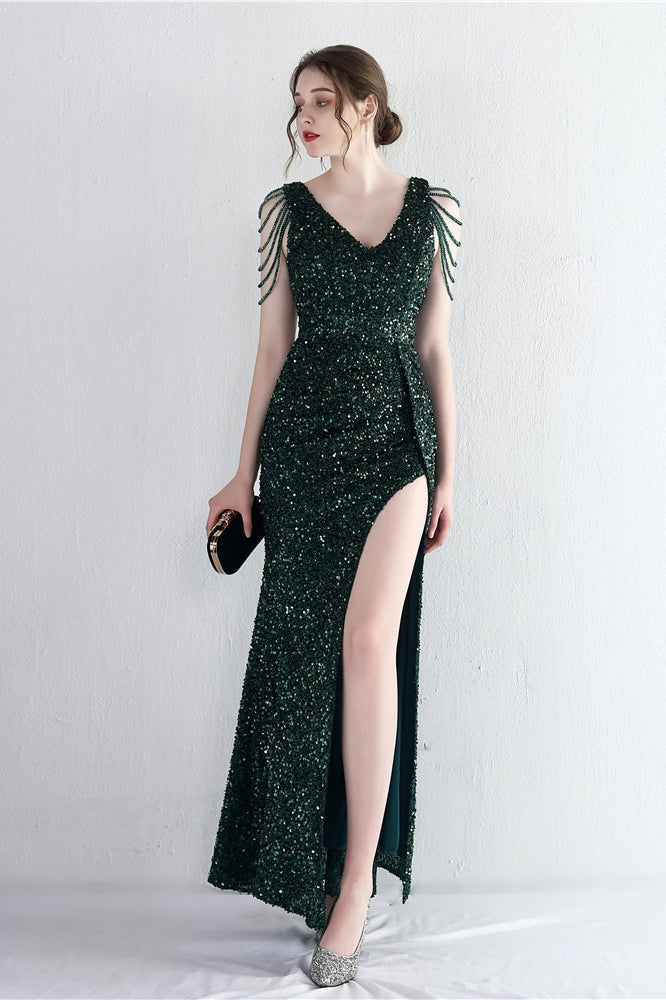 Vestido de Gala Sirena con Cuentas Distintivas