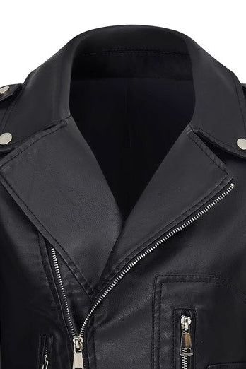 Chaqueta corta de piel sintética con cremallera
