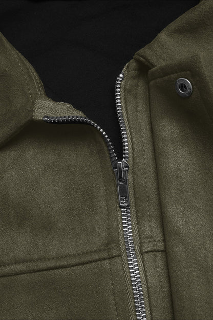 Cazadora bomber de imitación de ante con cuello de solapa