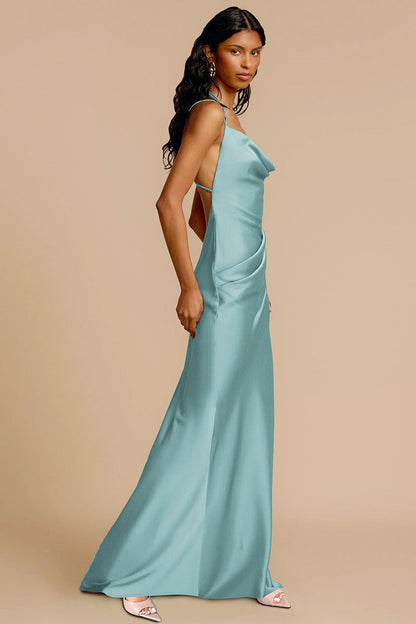 Backless Jersey Cowl Neck Midi Wrap Dress