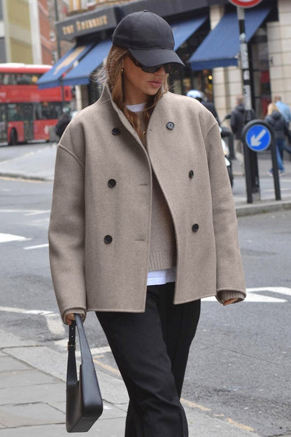 Brown Woolen Double Breasted Jacket