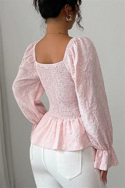 Blusa de diseñador de manga larga con cuello de pico